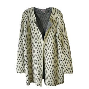 Oliver cream black diamond preppy open longline cardigan sweater XL